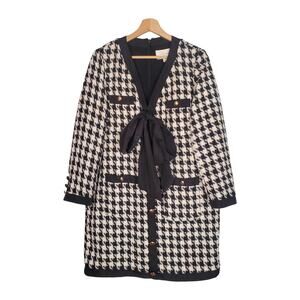Tuckernuck Pomander Place Coco Tweed Bow Dress Houndstooth Black White Medium